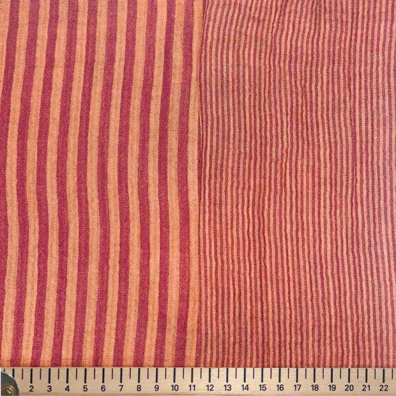 Yarn-Dyed Double Gauze STRIPES Brown Sugar / Dahlia
